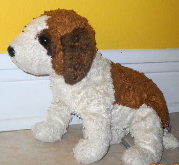 brown and white dog stuffed animal