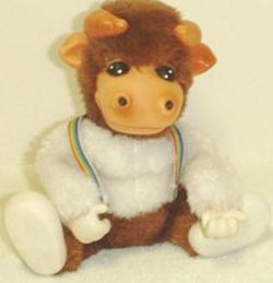 FOUND - 80's House of Lloyd BROWN & WHITE COW with YELLOW/ORANGE HORNS & Wrinkled VINYL FACE, HANDS & FEET