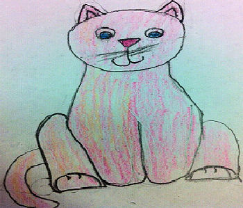 80's Seated Pink Knit Realistic Cat