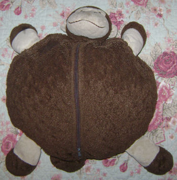 Amela Round Brown Monkey Pillow with Cream Face, Feet, Hands