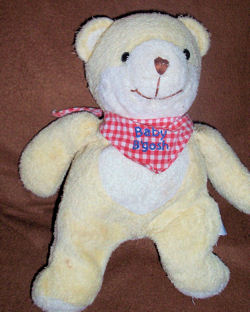 Baby B'Gosh Cream and White Bear wearing a Red Checked=