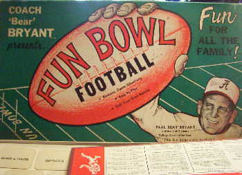 1962 Bear Bryant Fun Bowl Board Game