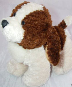 White and sales brown stuffed dog