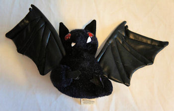 80's Black Beanie Bat with Red Gemstone Eyes