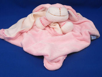 Blankets and Beyond Pink & White Dog Blankie with Hot Pink Stitching