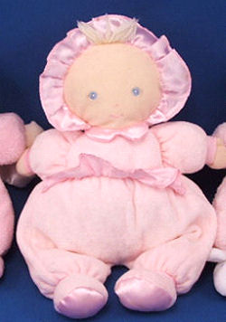 Carter's Prestige Blonde Doll Wearing a Pink Velour Sleeper & Matching Bonnet