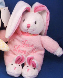 DanDee Pink Jesus Loves Me Rabbit with Bunny Slippers