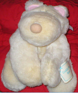 FOUND - EDEN Vintage WHITE FLUFFY BEAR Blue Ribbon