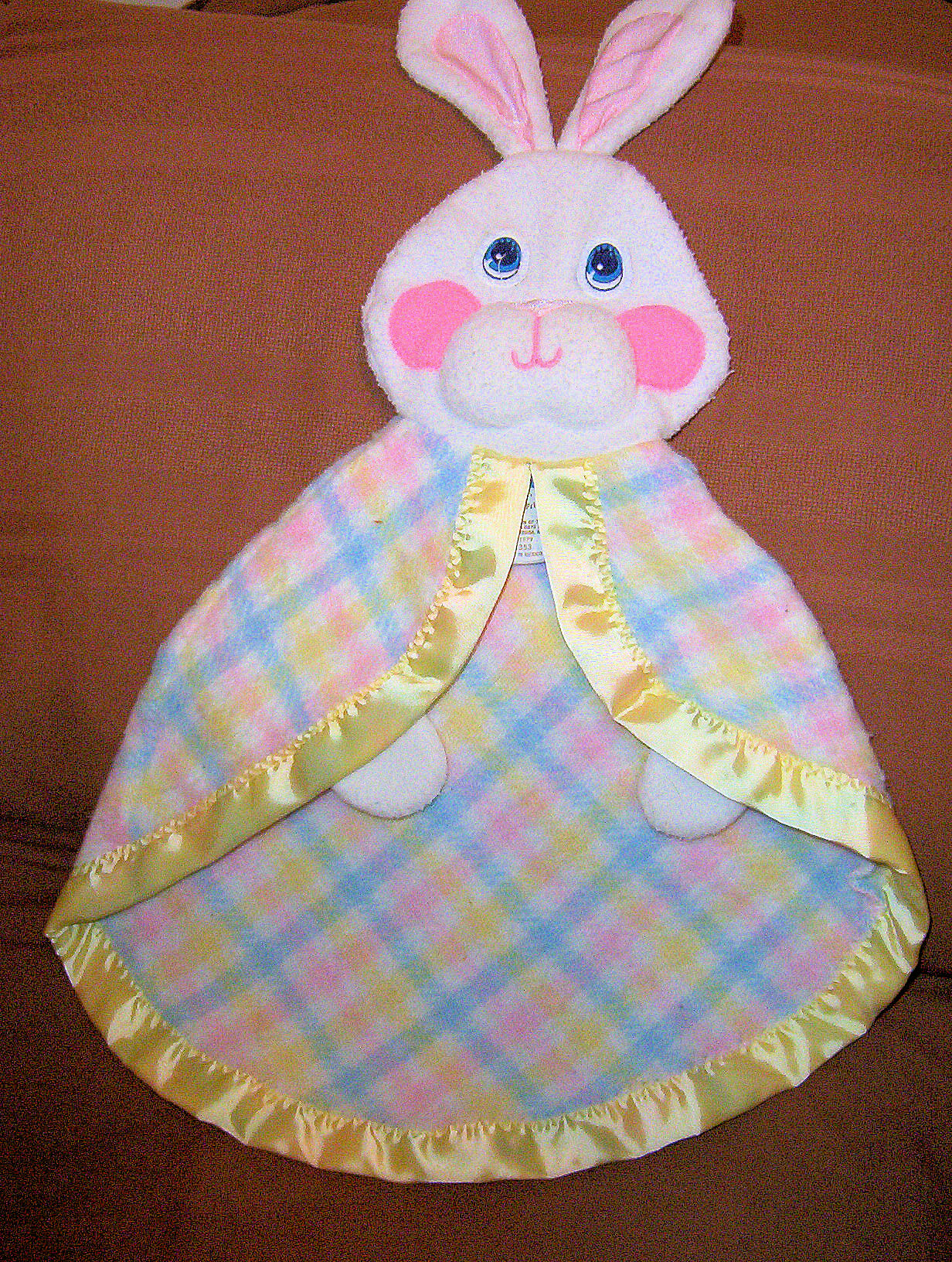 Fisher Price Bunny Rabbit Snuzzles Plaid Security Blanket