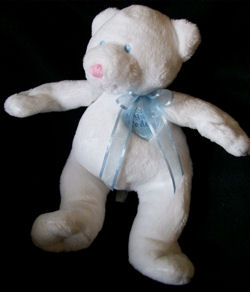 Ganz White My First Teddy Bear with Blue Heart