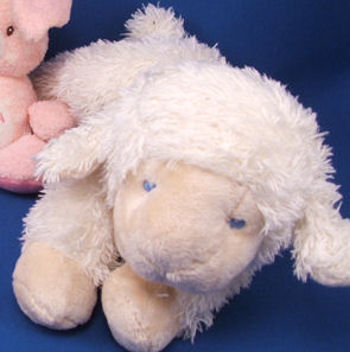 Baby GANZ Lying Down floppy White Lamb with Velour Face, Hooves, Ears, and Tail