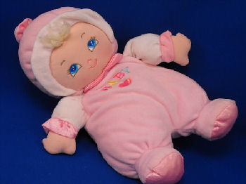 Goldberger BABY'S FIRST BUNDLE OF JOY Blond Doll Pink & White BABY