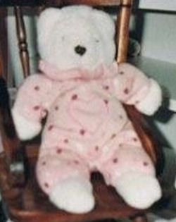 Gymboree? 90's White Bear Wearing Pink Sleeper with Dark Pink & White Polka Dots