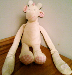 Kellytoy Yellow Giraffe with Looong Velcro Arms & Pink Plaid Mane & Feet