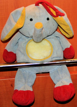 Blue or Lavender Elephant with Mirror in his Tummy that plays Brahms Lullaby
