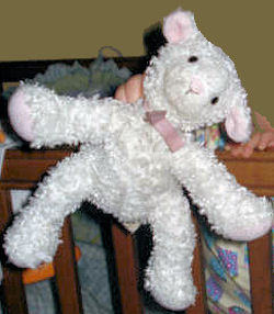 Koala Baby Small Cream Chenille Lamb with Pink Accents