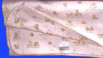 Carter's White Ribbed Blanket with Nursery Rhyme Pictures