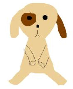 Beige Beanie Dog with Brown Eye Patch, Tail, and Ear