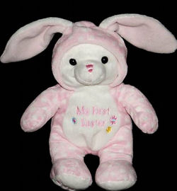 WalMart MY FIRST EASTER Pink RABBIT WHITE POLKA DOTS HOOD