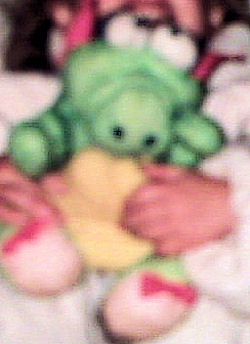 90's Puffalump Style Neon Green Dragon with Yellow Tummy & White Bulging Eyes