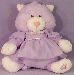 Fisher Price Puffalump Purple & White Cat Wearing a Dress