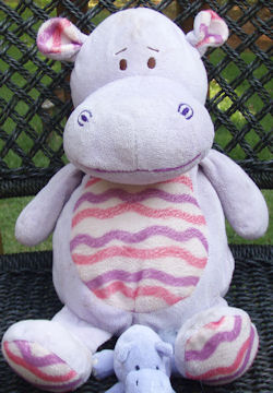 Purple Hippo with Wavy Pink & Purple Stripes on Ears, Tummy & Feet