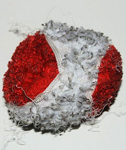 Small Red & White Dog Toy Squishy Ball with Squeaker