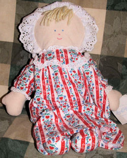 RUSS DOLL Wearing RED STRIPE LANZ of SALZBURG FLANNEL