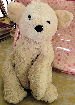 2007? White Plush Dog with Black Plastic Nose with Nostrils