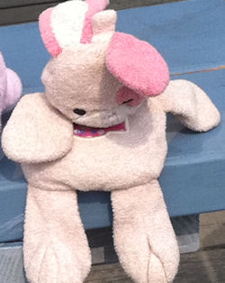 Small Wonders Pink Rabbit with Darker Pink Ears, Eye Patch