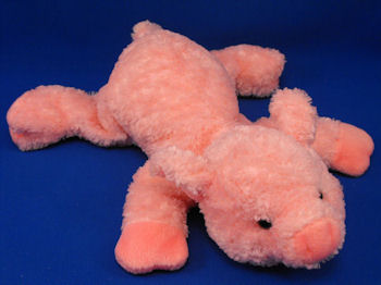 18 inch Lying Down Pink Chenille Pig with Elastic Tail