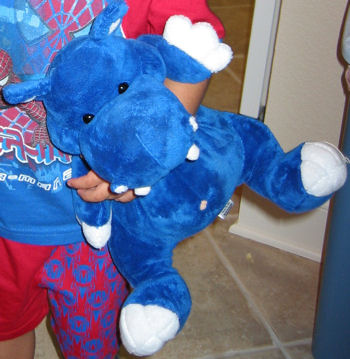 stuffed blue hippo