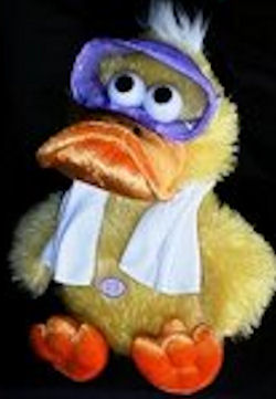 DanDee Yellow & Orange Seated Googly Eyed Duck Wearing Scuba Goggles with White Towel