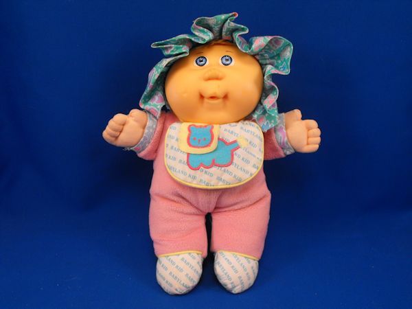 1988 Hasbro CPK Blond Baby Doll Pink Fleece Sleeper Crinkle Bib