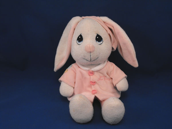 Vintage Rare Talking Precious Moments 9 Baby White & Pink Girl Bunny –