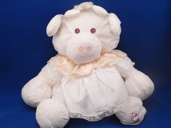 Fisher Price 1986 Puffalump White Cow Gingham Dress