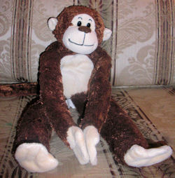 Searching - Animal Alley LARGE CHOCOLATE BROWN & CREAM MONKEY with VELCRO HANDS