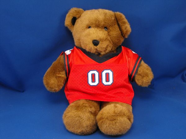 Build a Bear Chocolate Brown Bear 00 Red Blue Football Jersey