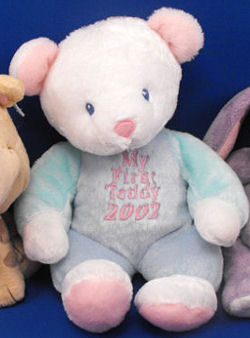 FOUND - DanDee Collector's Choice WHITE MY FIRST TEDDY 2002 BEAR Wearing BLUE & GREEN SLEEPER Top Priority