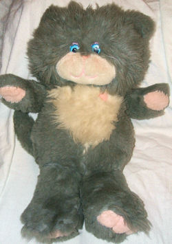 FOUND - 1986 Mattel HUGGY BUDDY FEELIN' SPECIALS OW! IT HURTS! TALKING Gray and White CAT Top Priority