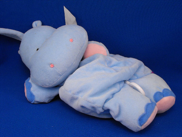 Kids outlets II 1998 Crib Pull Musical Plush Toy Blue Hippo Rare music bow 12