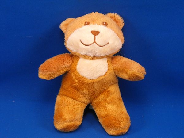 MTY Int Small Brown Tan Baby Bear Embroidered Face Rattle